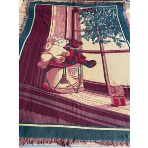 Bob Timberlake Collection Christmas Tapestry Throw Blanket Fringed Holiday 70x50